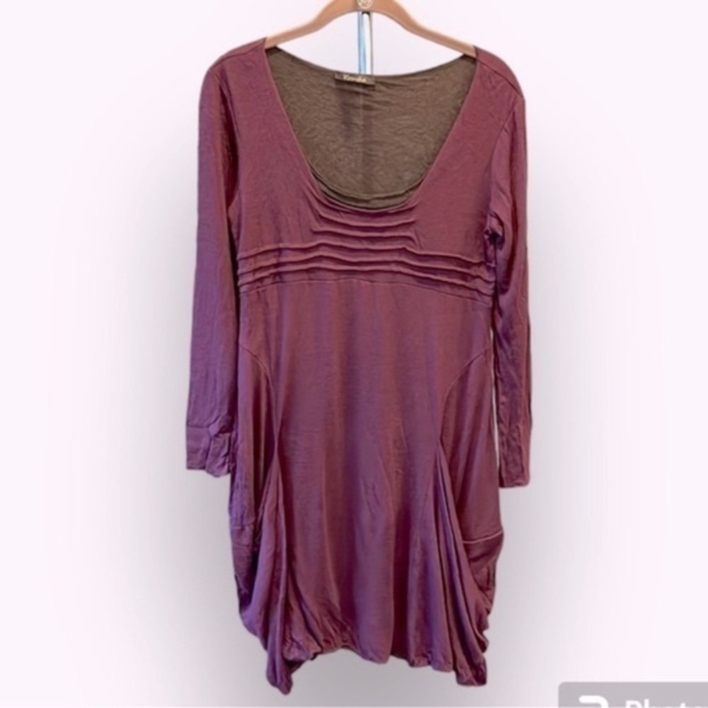 🎀🐠Kosmika dress eggplant purple gray medium long sleeves scoop neck jersey